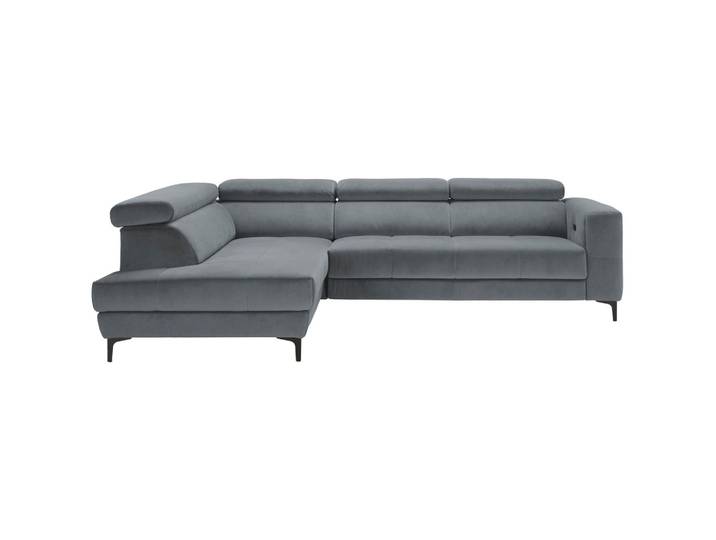 Ecksofa Velours Blaugrau
