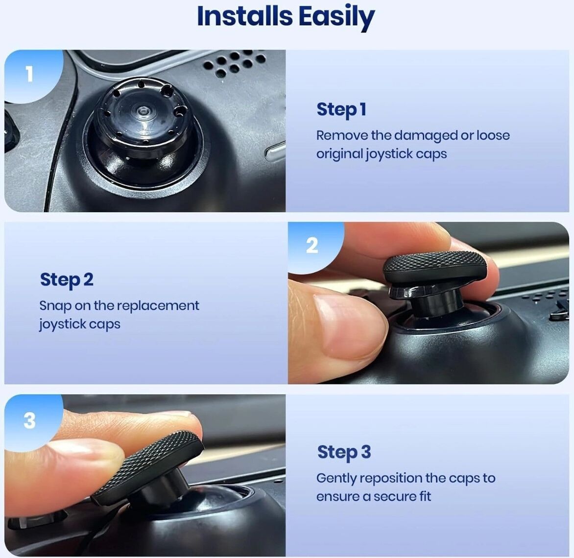 INF Thumbstick-Kappen 10er-Pack — TPU aufsteckbare Daumengriffe, kompatibel mit PS4 und PS5, verbesserte Präzision und Schwarz