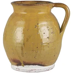 IB Laursen Vase mit Henkel rustikal Avignon, Höhe 19, Ø 17.5 cm, mustard