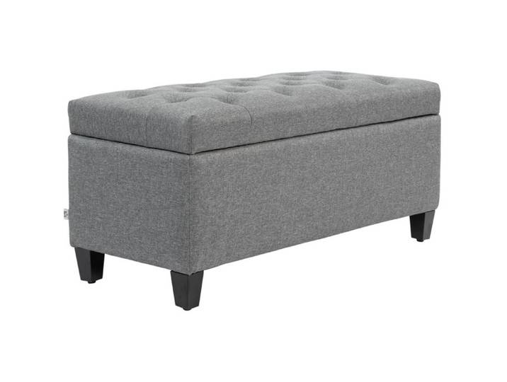 WOVREO Banquette coffre 100 x 40 x 44 cm avec rangement assise rembourrée en polyester gris clair