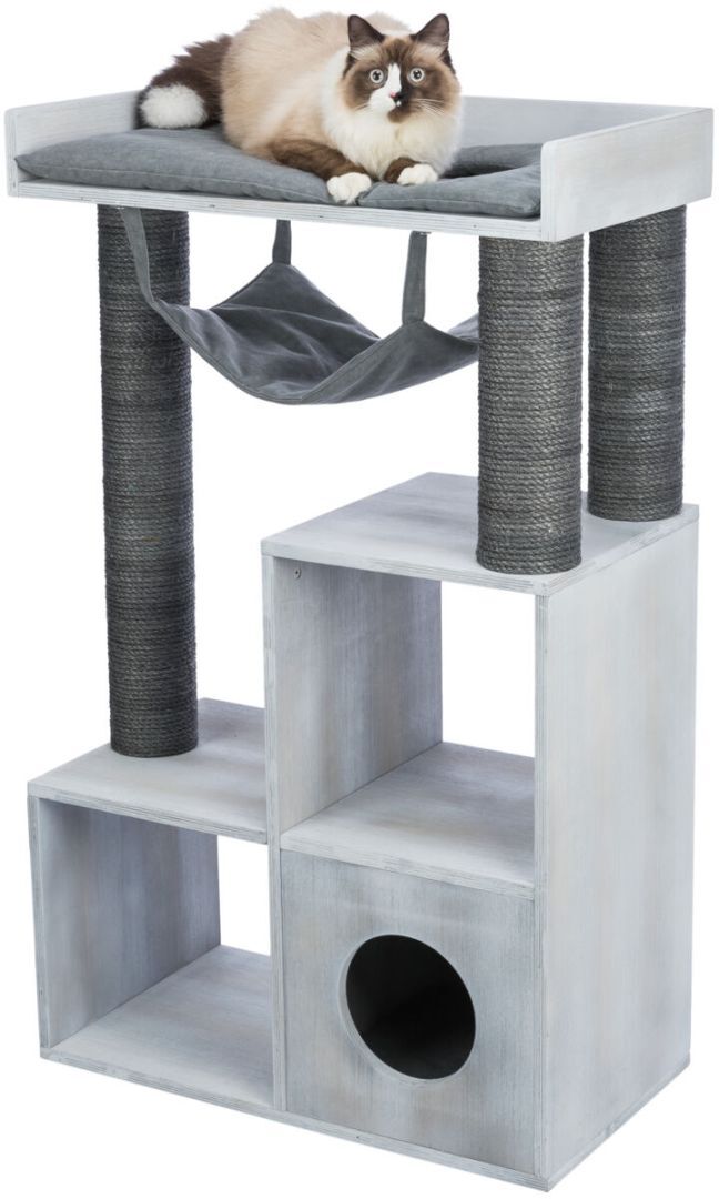 TRIXIE Kratzbaum mit Regalfunktion, 72 x 110 x 38 cm, grau