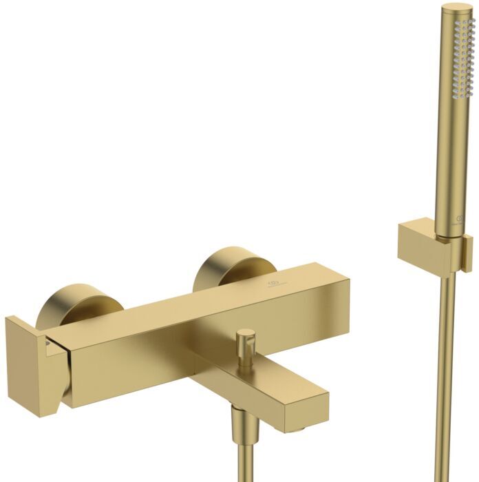 Ideal Standard Wannenarmatur BD514A2 Aufputz, mit Handbrause-Set, brushed gold