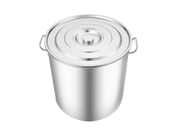 Suppentopf, 70L Universeller Gastronomie Großtopf für Restaurant Gastro Edelstahl Kompatibel Induktionsherd Gasherd Elektroherd mit Passendem Deckel Griffen für Catering Großküche