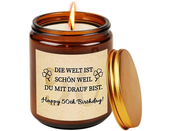Duftkerze im Glas Lavendel 50 Stunden Brenndauer, Braun, Paraffin, 6 cm, Dekoration, Kerzen & Kerzenhalter, Duftkerzen