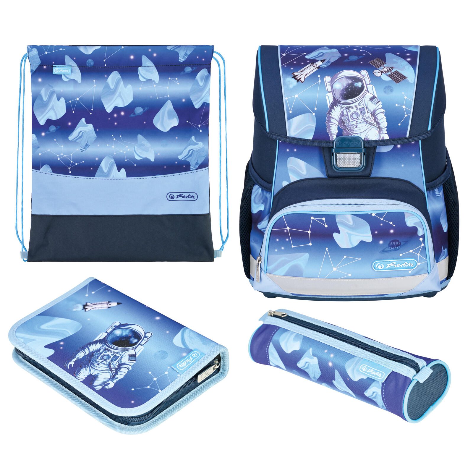herlitz Schulranzen-Set Loop Plus Cosmic Explorer grün 17,0 l 400197535