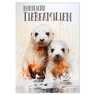 Niedliche Tierfamilien (Wandkalender 2027 DIN A2 hoch), CALVENDO Monatskalender
