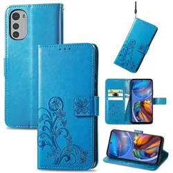 König Design Hülle Handy Schutz für Motorola Moto E32 Case Cover Tasche Etui Wallet Bumper (Motorola Moto E32), Smartphone Hülle, Blau