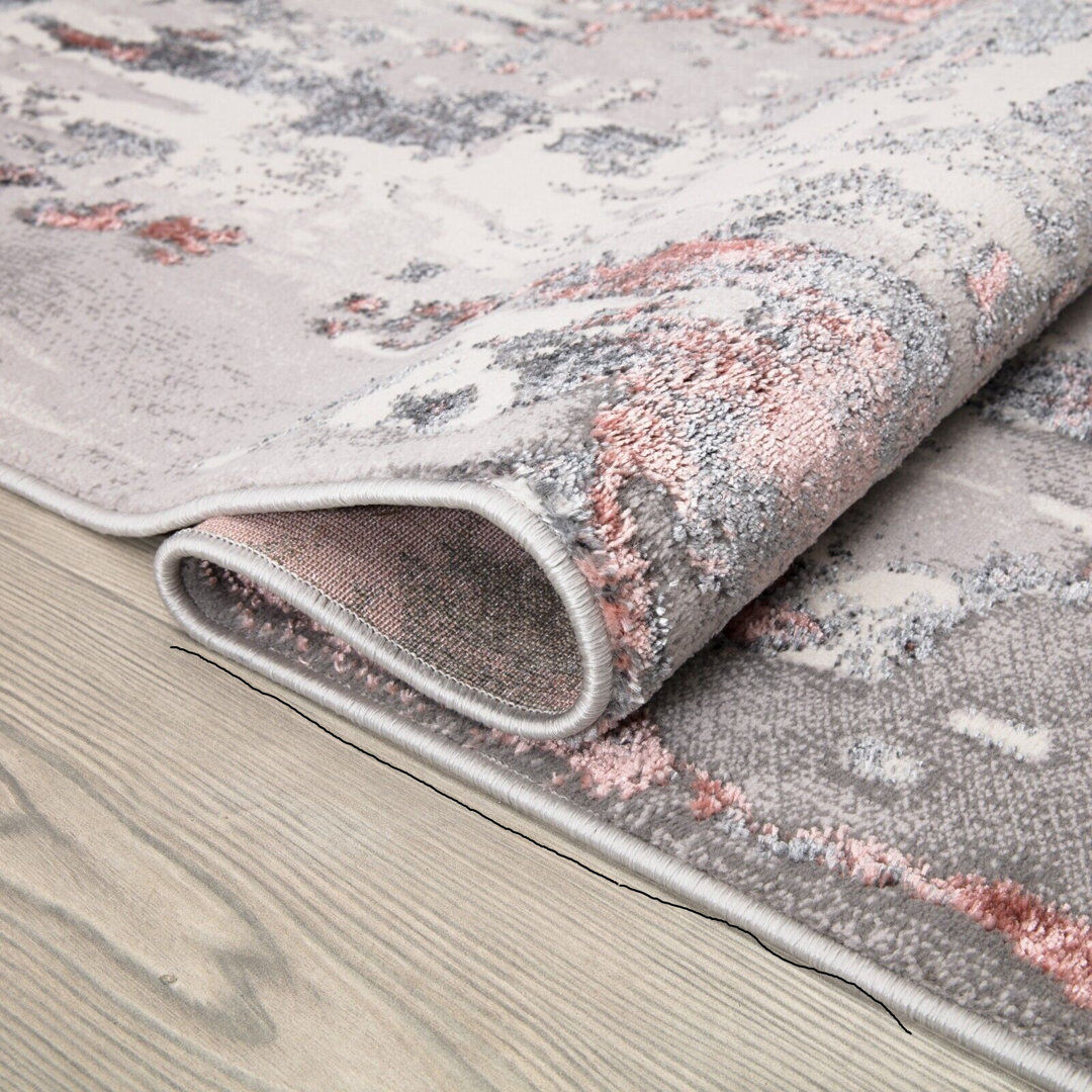 Borough Wharf Siddhesh Abstract Area Rug Pink Runner 60 x 220cm
