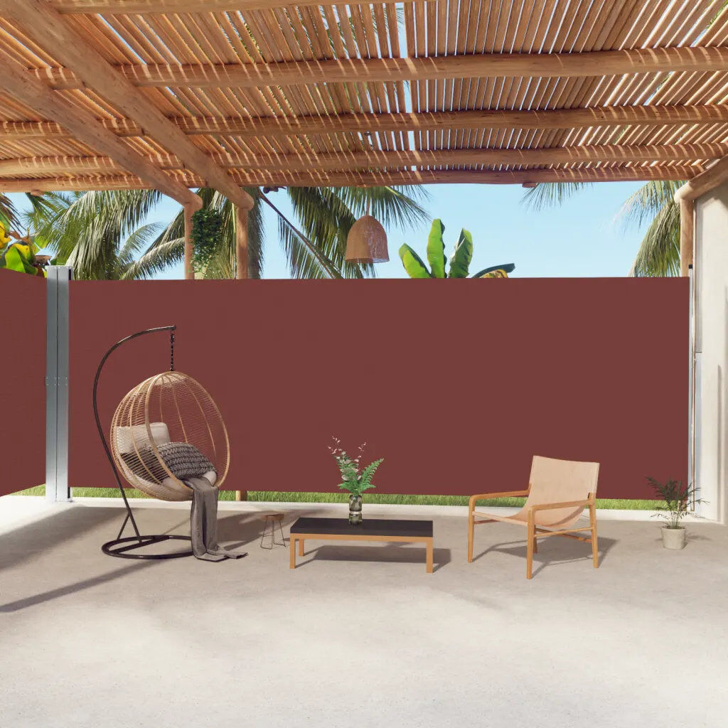 Dakota Fields 1000cm W x 220cm D Plastic Cover Motorised Retractable Side Awning Brown 220cm H x 1000cm W x 220cm D