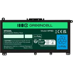 GreenCell HT03XL (3 Zellen, 3400 mAh), Notebook Akku, Schwarz