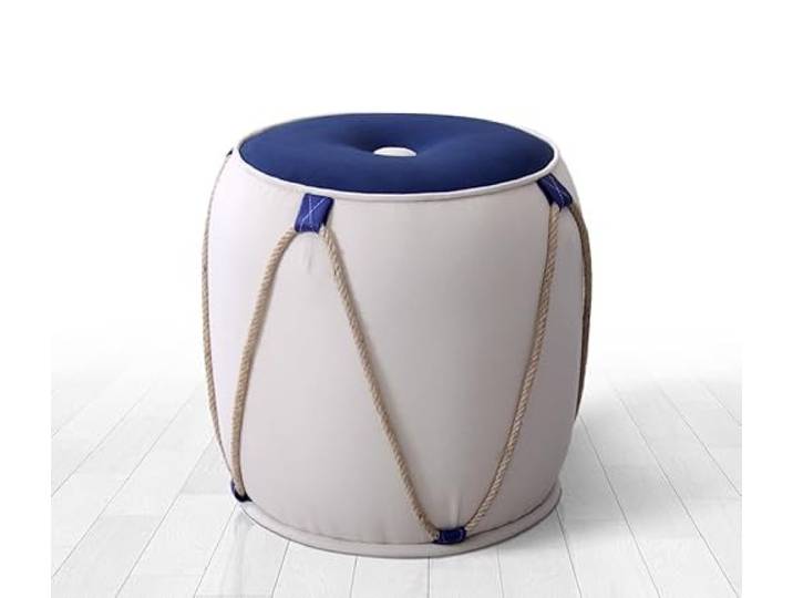 Emob Moderner Pouf aus 50% Baumwolle und 50% Samt, 44 cm hoch, 42 cm tief 6 cm orthopädischer Schaumstoff, PVC-beschichtete, verdeckte Beine Stilvolles und funktionales Accessoire für jeden Raum