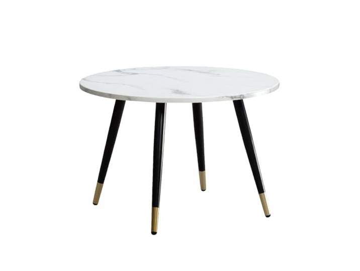 WOHNLING Salontafel 60x60x41 cm Wit Marmerlook met Metalen Frame