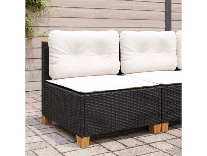 Canapé de jardin sans accoudoirs coussins noir résine tressée canapé d'extérieur sièges de jardin siège de jardin 365905