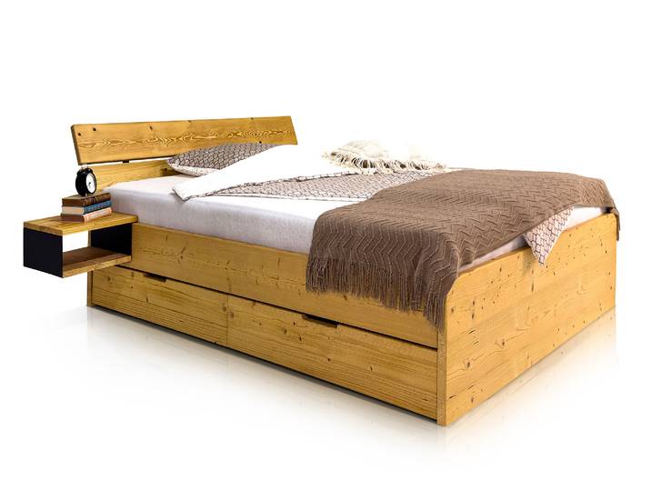 CHICO Stauraumbett mit Kopfteil, Material Massivholz