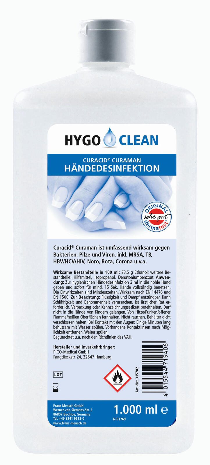 HYGOSTAR Händedesinfektionsmittel 1,0 l 315782