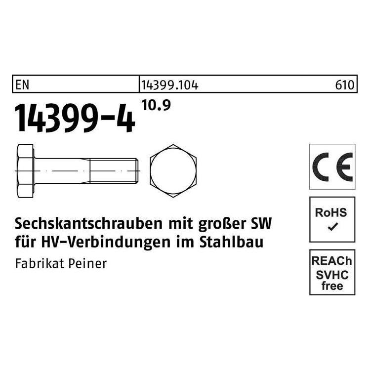 Peiner Sechskantschraube EN 14399-4 M 27 x 90 10.9 (143991040270090)