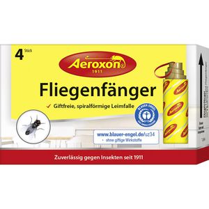 Aeroxon Fliegenfalle Fliegenfänger, zum Aufhängen, Klebstreifen, wirkt bis zu 8 Wochen, 4 Stück