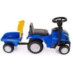 Lena Aufsitztraktor von New Holland mit blauem Anhänger