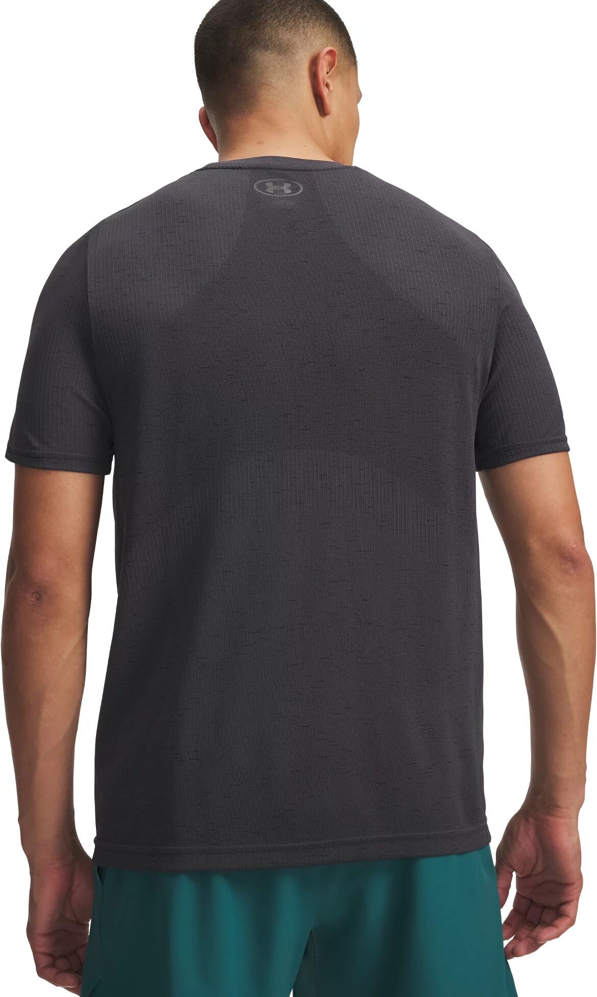 Trainingsshirt UNDER ARMOUR "VANISH SEAMLESS SS", Herren, Gr. L, grau (castlerock,, schwarz), Obermaterial: 53% Nylon, 47% Polyester, Shirts Trainingsshirt, nahtloses Design, mit Netzstoff, 4-Wege-Stretch, schweissableitend castlerock,, schwarz L