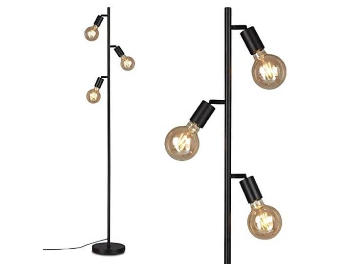 BRILONER Leuchten - Lampadaire\, Lampadaire orientable\, 3x E27\, incl. interrupteur de câble\, rétro\, vintage\, noir\, 220x1.600mm (DxH)\, 1387-035