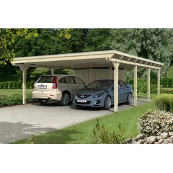 Skan Holz Emsland Flachdach Carport-613x846cm-unbehandelt Holzcarport