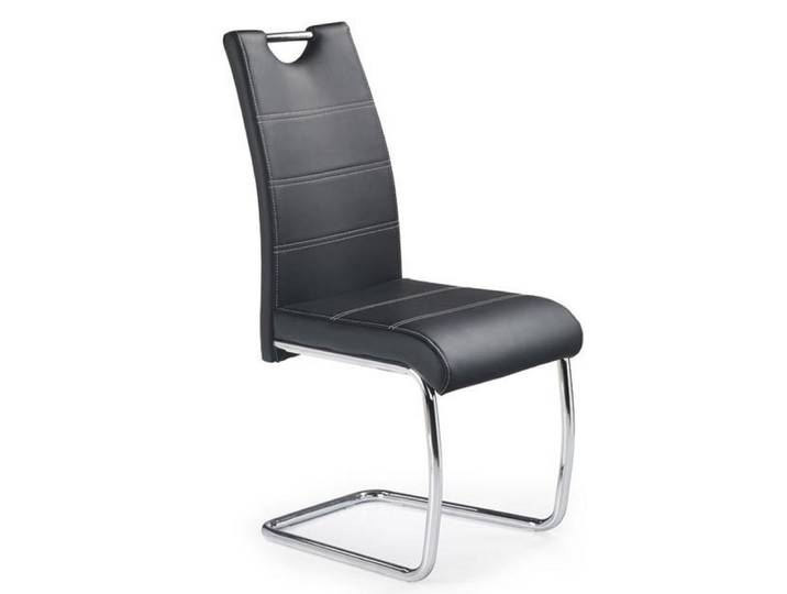 Chaise design simili cuir et acier chromé noir