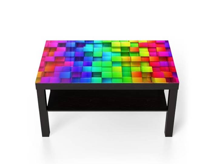 DEQORI Glastisch schwarz groß 90x50 cm Motiv Kreative Unordnung ausgefallener Beistelltisch aus Glas Hochglanz Couchtisch fürs Wohnzimmer moderner Couch Tisch mit Design
