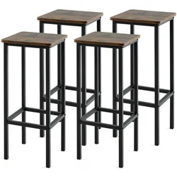 Helloshop26 - Set mit 4 Barhockern 30 x 30 x 72 cm bequeme Fußstützen Industriedesign rustikales braunes Metall