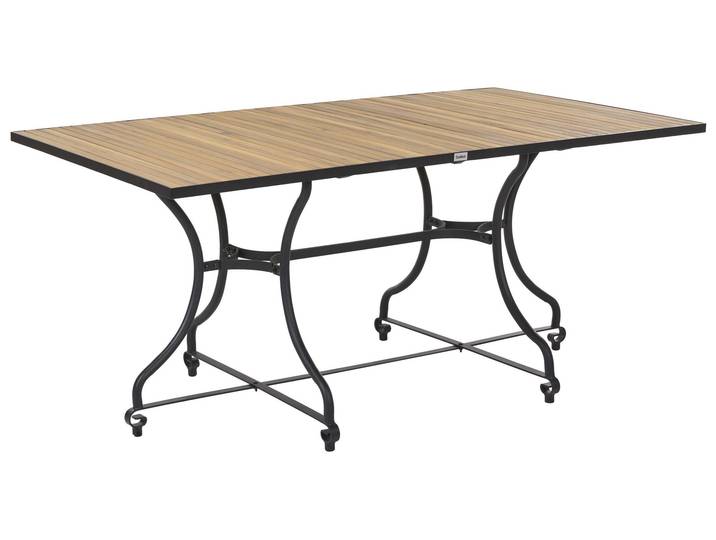 BELIANI Gartentisch Hellbraun aus Akazienholz und Stahl Rechteckig Modern Rustikal Outdoor Esstisch Garten Terrasse