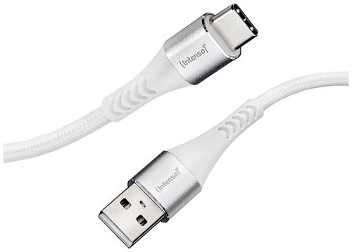 Intenso USB-Kabel USB 2.0 USB-A Stecker, USB-C Stecker 1.50m Weiß Stoff-Ummantelung 7901102