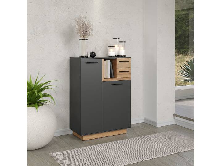 Commode 80 x 113 x 40cm Marron/Gris