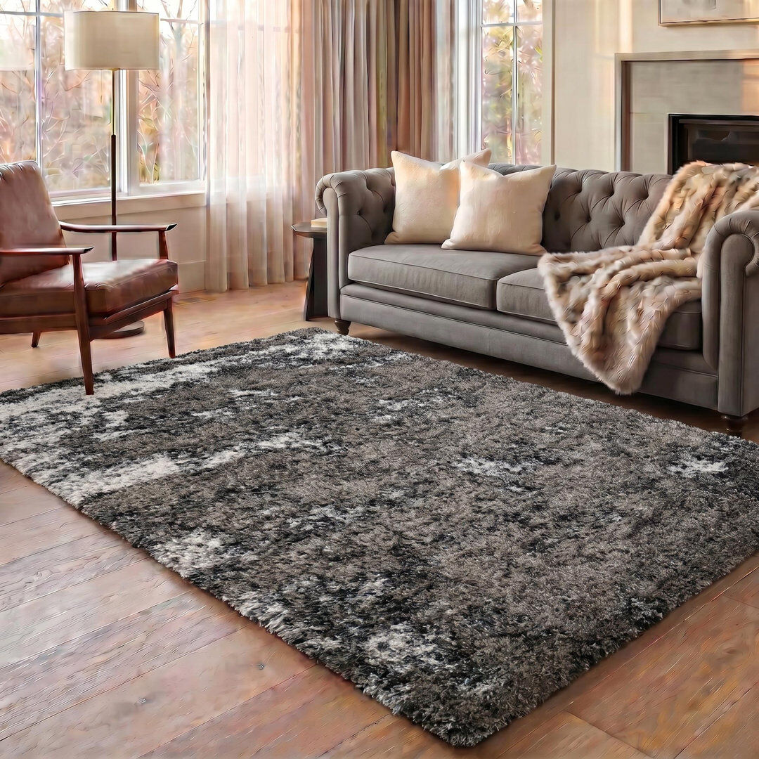 Canora Grey Tarbox Shaggy Area Rug Gray Rectangle 120 x 170cm