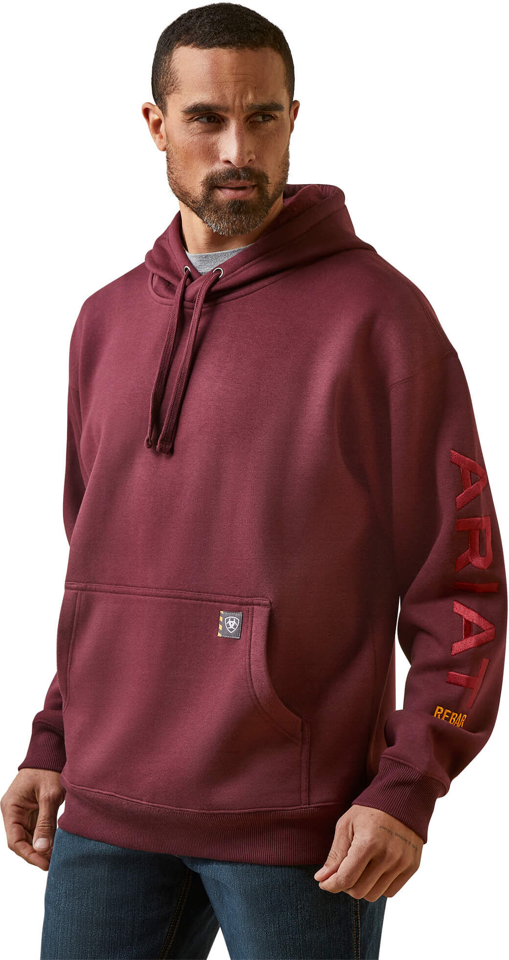 Men's Rebar Graphic Hoodie in Malbec Grey, Size: Medium by Ariat