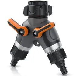 Brandson 2-Wege Verteiler, 3/4 Zoll, 2-tlg., Wasserverteiler, Schlauchverteiler, regulierbar, für Gartenschlauch & Gartenbewässerung