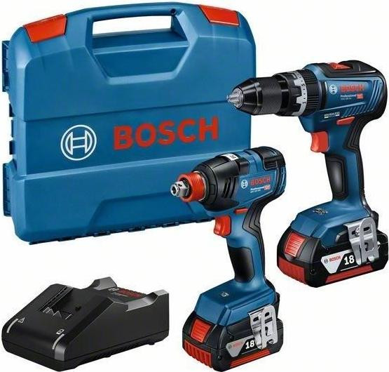 Bosch Professional 2-Tool Kit met GDX 18V-200 Slagschroevendraaier/Moersleutel en GSB 18V-55 Slagboormachine inclusief L-CASE - 06019J2208