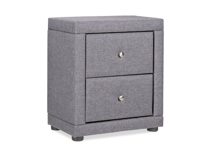 Table de chevet Table de nuit Table d'appoint Chambre Tissu Gris Table de lit Guéridon de nuit