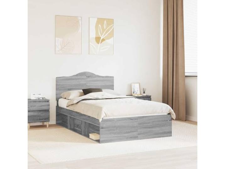 Massives Kiefernholz Bettgestell Modernes Design Stabile Holzkonstruktion Bettrahmen Graues Sonoma 120x190 Massives Kiefernholz Bettgestell Mit Kopfteil Lattenrost Stabil Modern