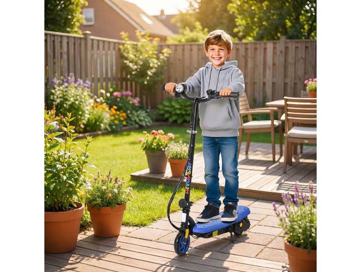 HOMCOM Trottinette Électrique Pliable Enfant 7-14 Ans Bleu