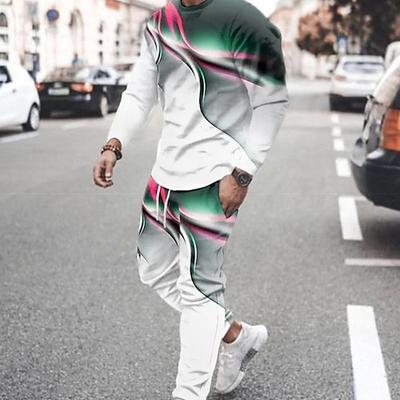 Herren Grafik Wissenschaft und Technik 2St 3D Sweatshirt-Sets Trainingsanzug Langarm Lange Hosen Rundhalsausschnitt Streetwear Sportbekleidung Basic Sport Outdoor Lässig Sport Druck Frühling Herbst