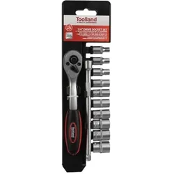 Velleman, Steckschlüssel + Stecknuss, 1/4" RATSCHE MIT 3/8" STECKSCHLÜSSEL-SATZ - 12-tlg.