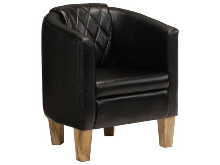 vidaXL Clubsessel Schwarz Echtleder
