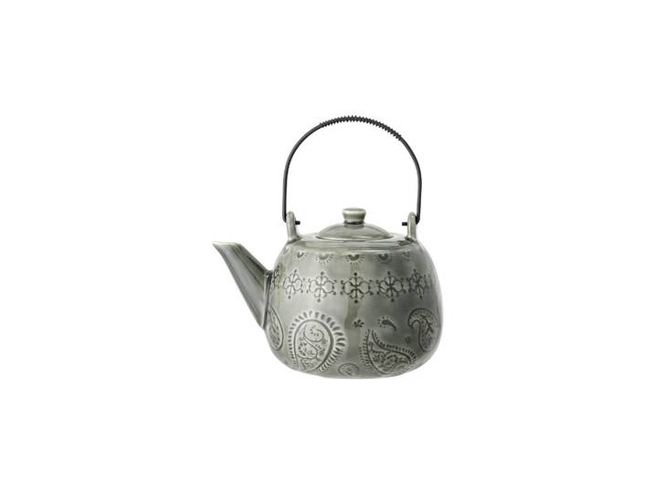 Théière en grès vert, passe-thé, anse en fer, 1000 ml, lave-vaiss