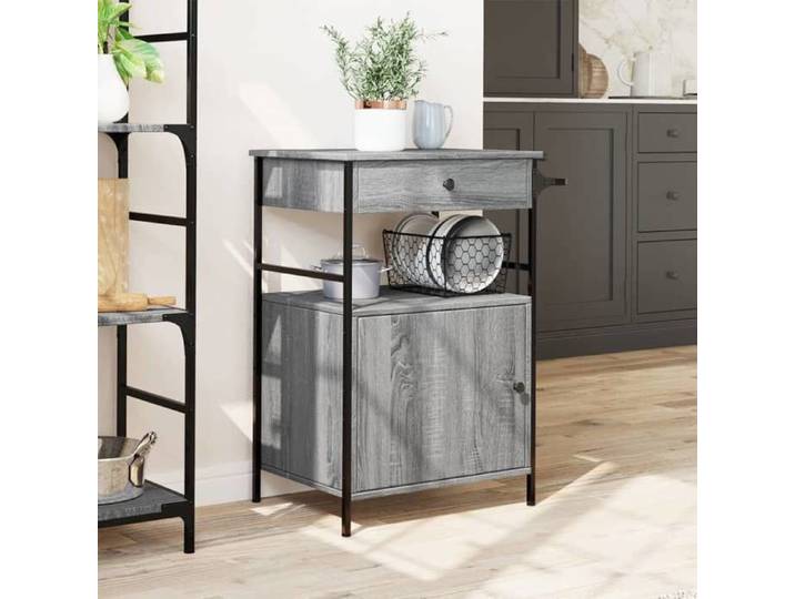 Printemps 2026 Soldes Gris Îlot de Cuisine Desserte Chariot de cuisine sonoma gris 56x43x89 5 cm bois d'ingénierie 2_753047