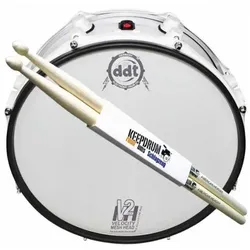 DDT Velocity 10 2PLY Mesh Head mit Drumsticks 1 Paar (Schlagzeug), Drumhead, Weiss