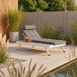 Gartenliege Avolina Dunkelgrau Outdoorstoff/Metall
