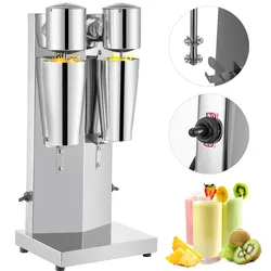 VEVOR Getränkemixer 150W, Milchshaker Elektrisch 800ml, Doppelköpfe, Silbrig, Elektrischer Mixer für Shakes, Cocktailmixer, Milchshake Maschine, Bar Mixer, Standmixer, Gewerbliche Privatgebrauch