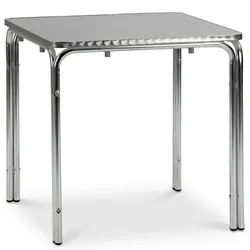 Quadratische Aluminiumtische 60x60 cm für die Terrasse. Stapelbare Möbel für den Innen- und Außenbereich von Bars, Restaurants und Cafeterias.