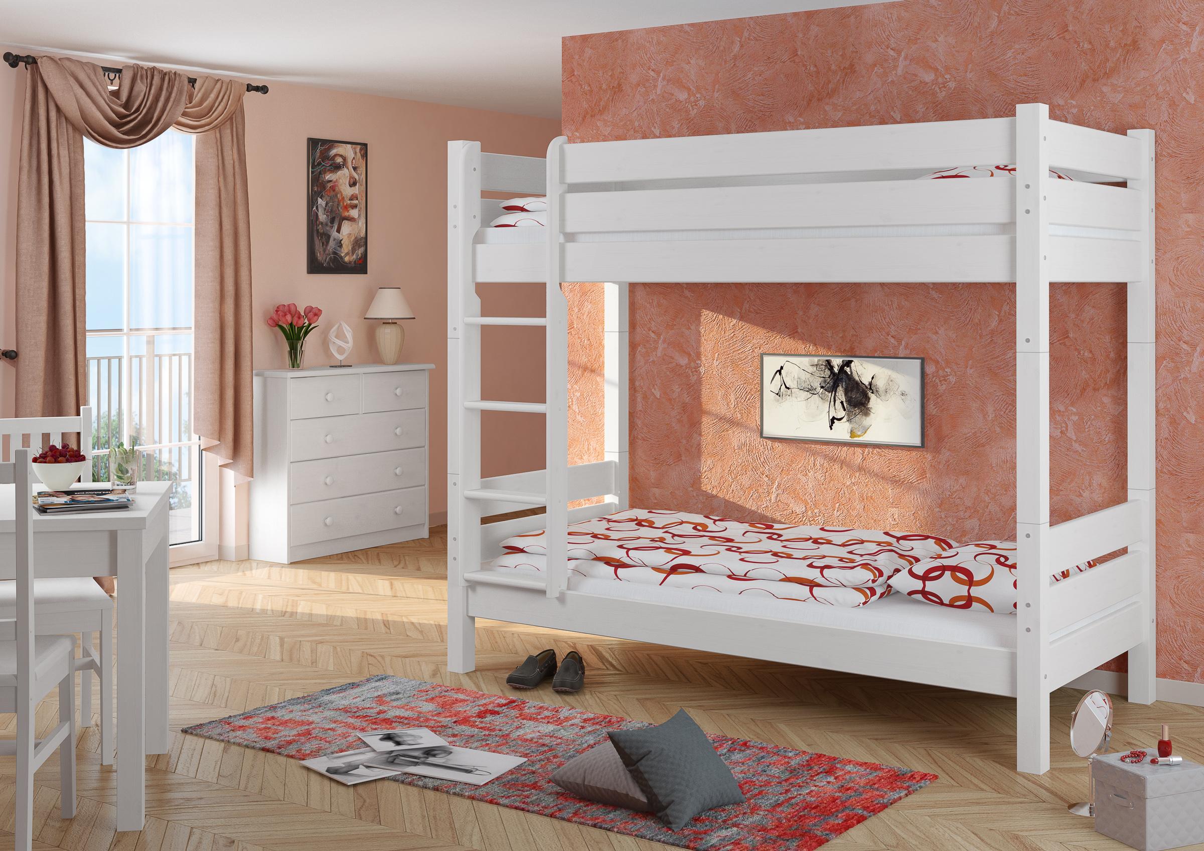 Etagenbett für Erwachsene wählbares Zubehör 80x200 weiß Nische 100 teilbar V-60.16-08WT100ohne Zubehör