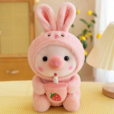 Cartoon Animal Transformation Milk Tea Pig Plush Toy bunny