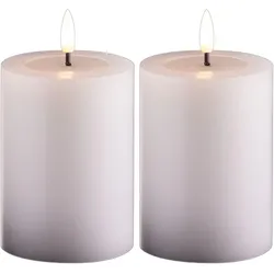 Novaliv, LED Kerzen, 2er Set Stumpenkerzen LED weiss klein - Echtwachskerze mit beweglicher Flamme flackernd mit (2x)
